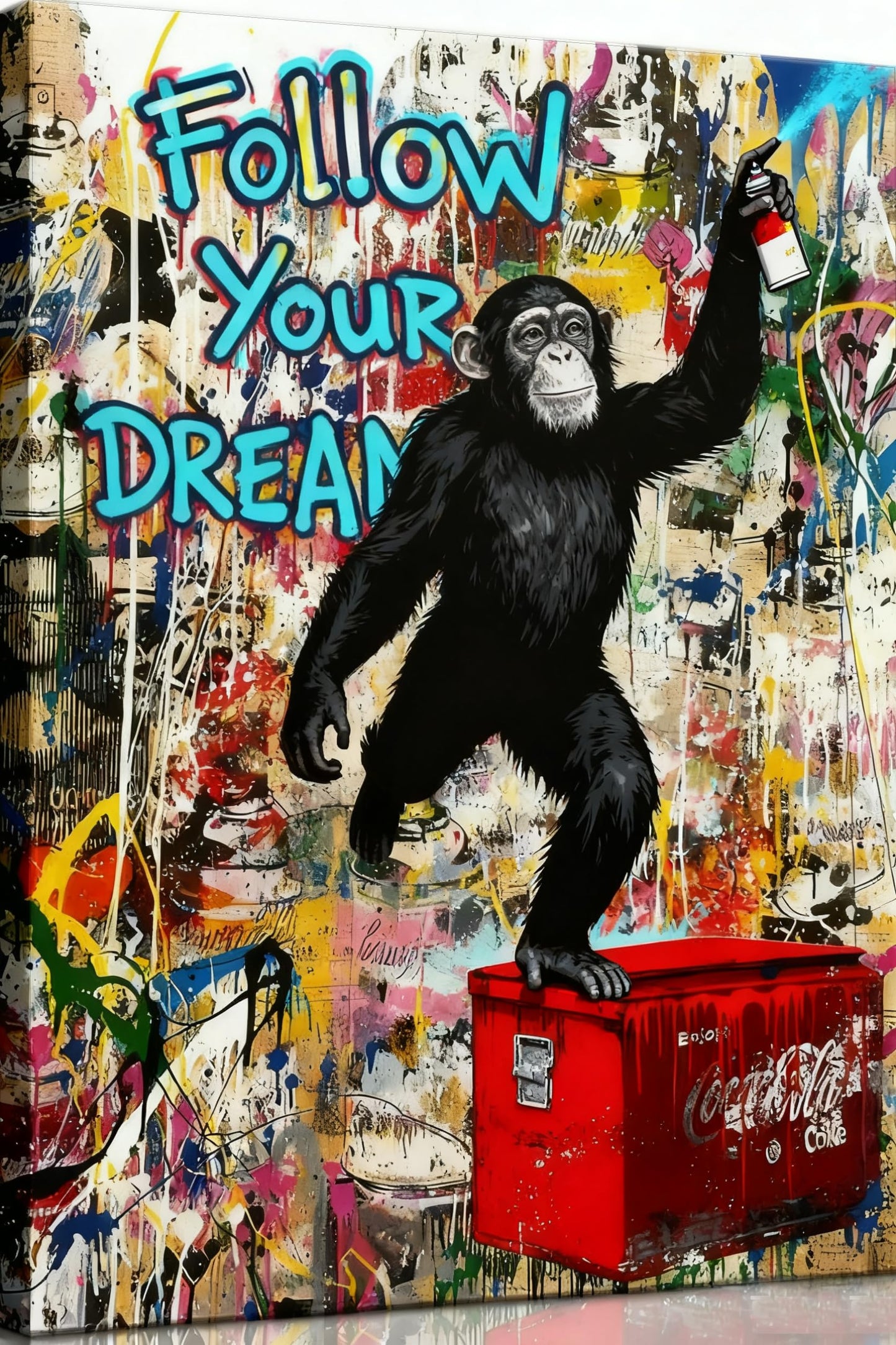 16x24 Graffiti Street Art Gorilla Canvas Wall Decor Urban Pop Funny Picture Monkey Framed Gallery Street Posters Teen Boys Bedroom Pictures Kids Room Prints Men Office Home Decoration