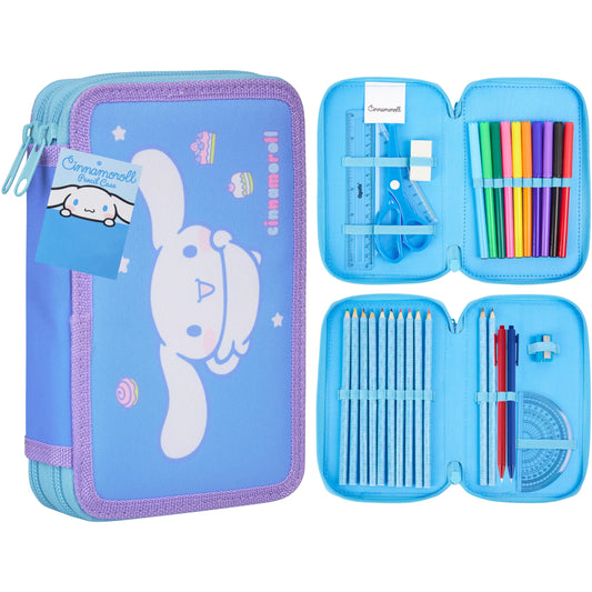 Hello Kitty Sanrio Pencil Case Kids Colored Pencils Markers Kawaii Kuromi Stationery Gifts for Kids (Multi Cinnamoroll)