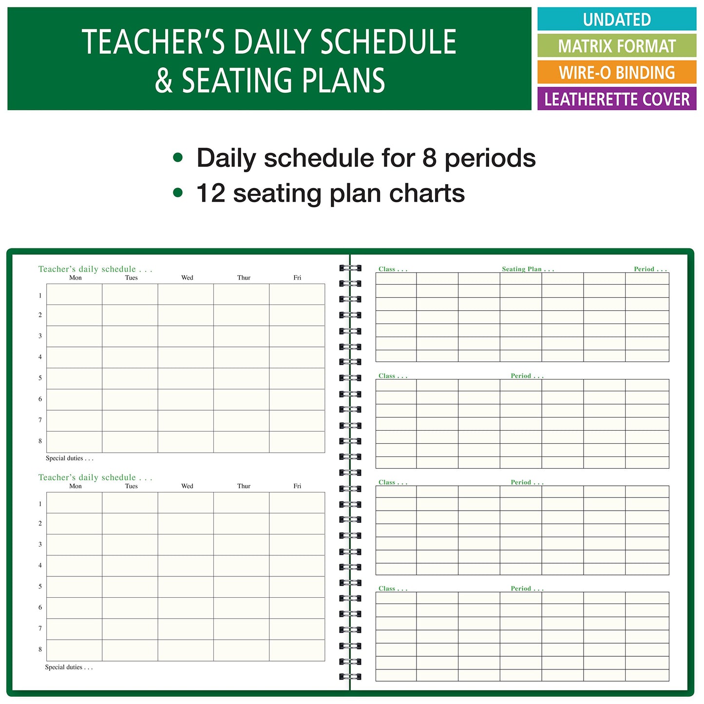 6 Period Wide Teacher Lesson Plan; Days Vertically Down The Side (6WPL)