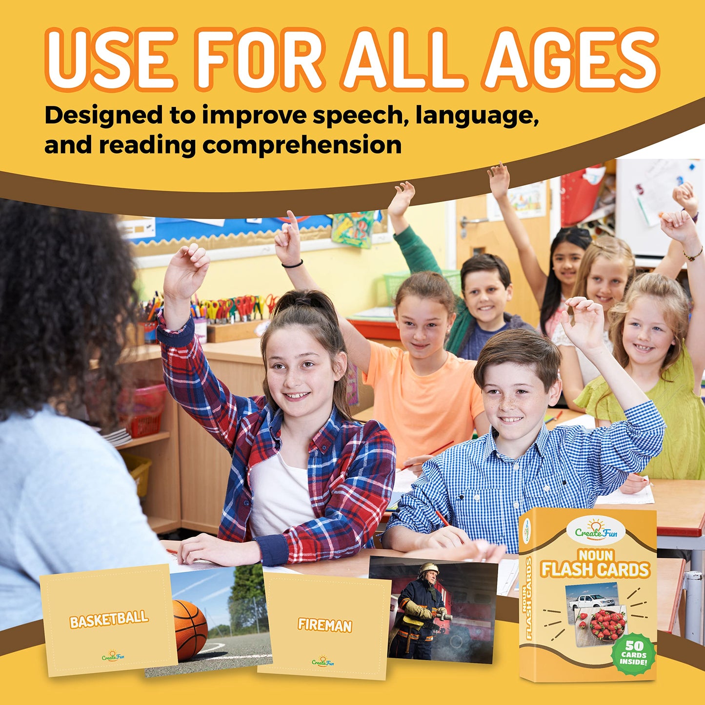 50 Noun Flash Cards, Fun Vocabulary Builder Educational Learning Photo Cards for Kids, Homeschool, Adults, Seniors, Speech Therapy, ESL, Autism, Dementia, Aphasia, SLP, ABA, and Occupational Therapy