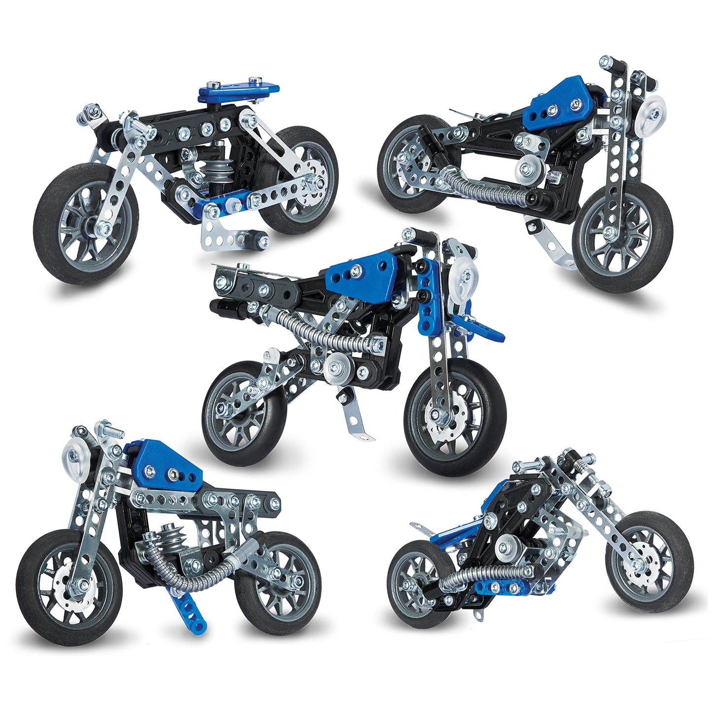 MECCANO Erector, 5 in 1 Model Building Set - Motorcycles, 174 Pieces, for Ages 8 and up, STEM Construction Education Toy