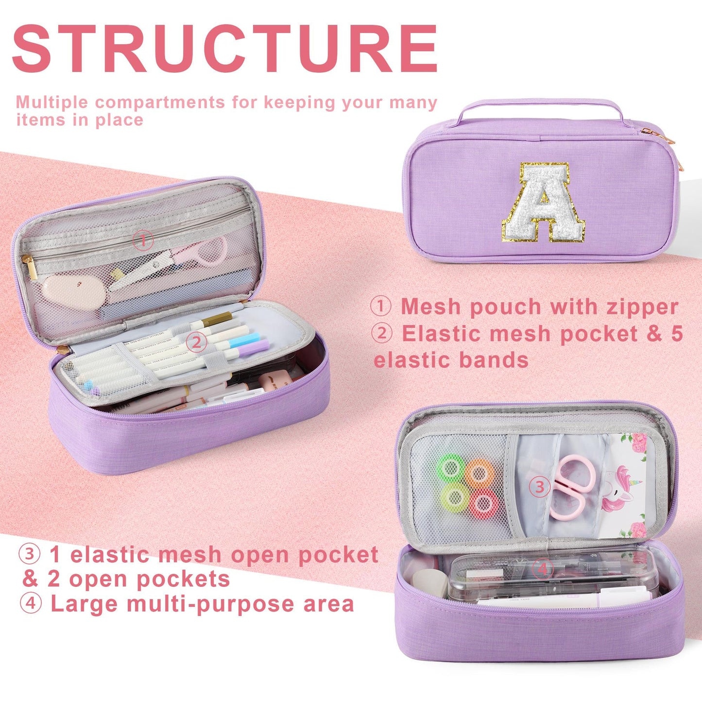 YOOLIFE Initial Bag, Birthday Gifts, Purple (A)