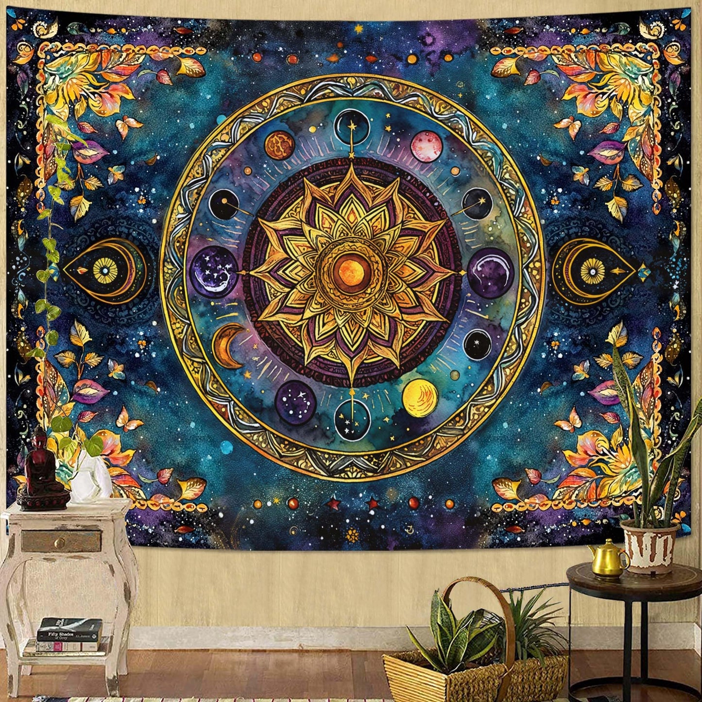 Lunerfex Mandala Solar System Tapestry Boho Tapestry for Bedroom Galaxy Tapestries Wall Hanging Living Room Wall Art and Home Decor 70x90