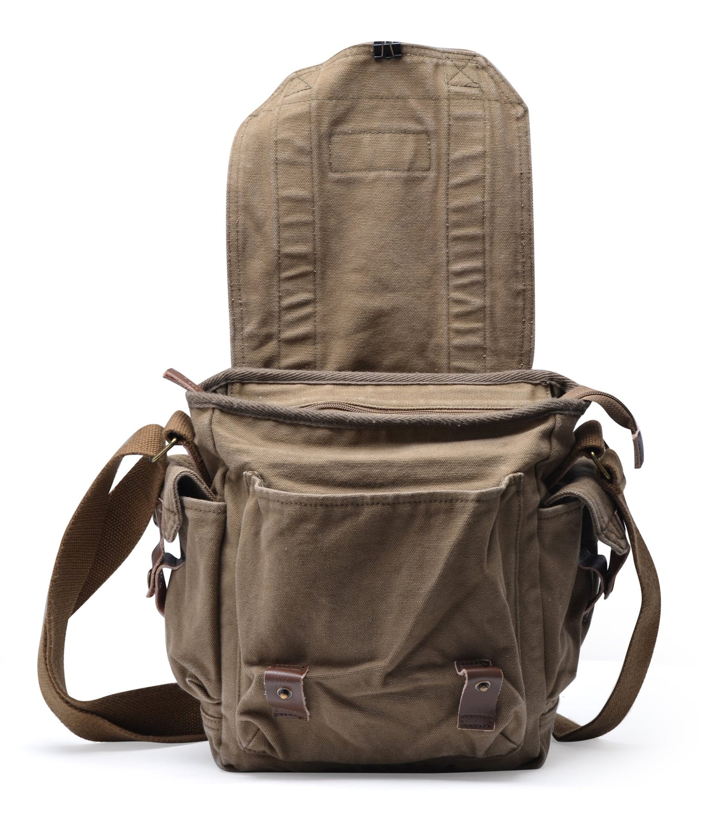 GOOTIUM Canvas Messenger Bag - Small Vintage Shoulder Purse Crossbody Satchel, Field Tan