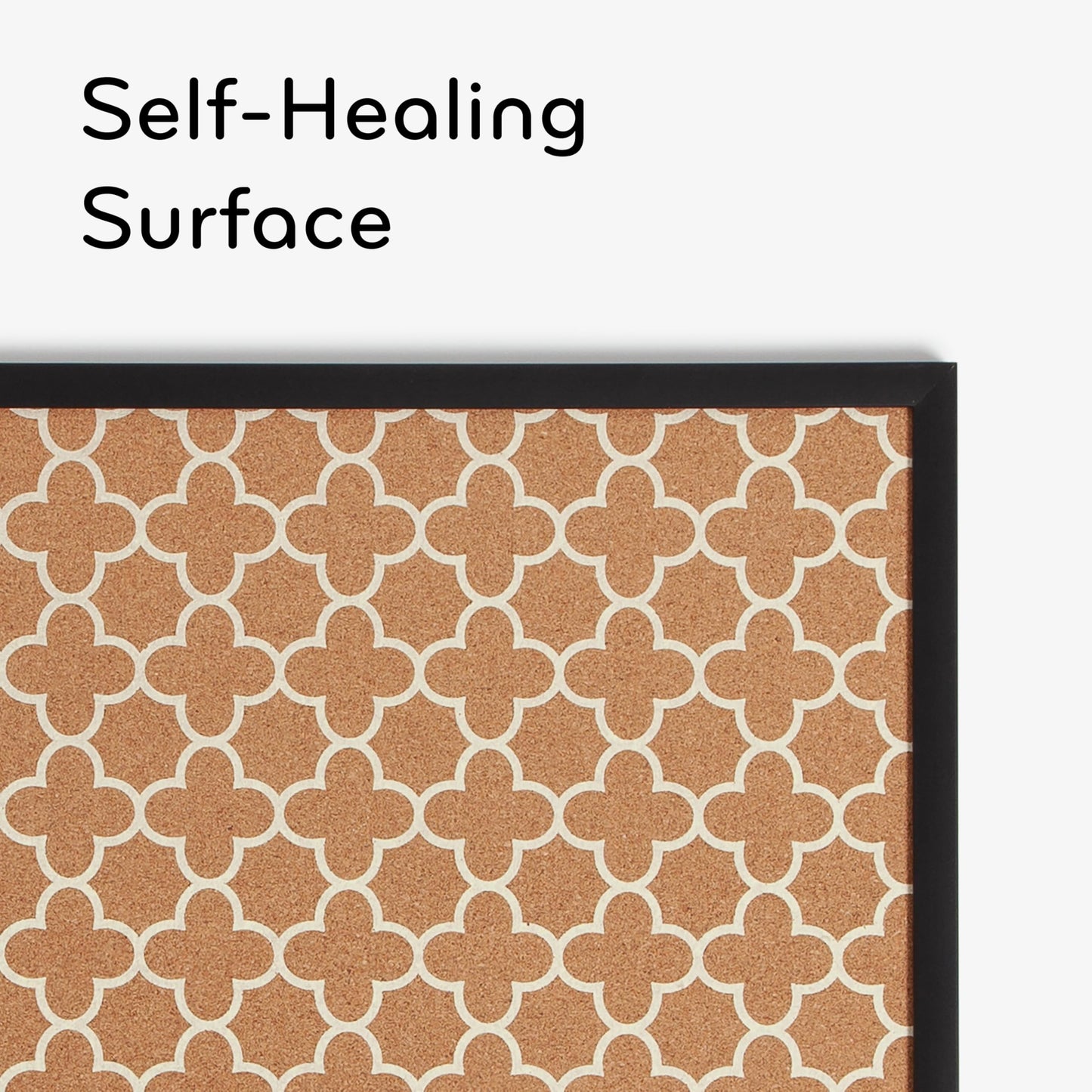 U Brands Cork Bulletin Board, 36" x 24", Black Wood Style Frame, Quatrefoil Design Print, Industrial Grade Pinning Surface