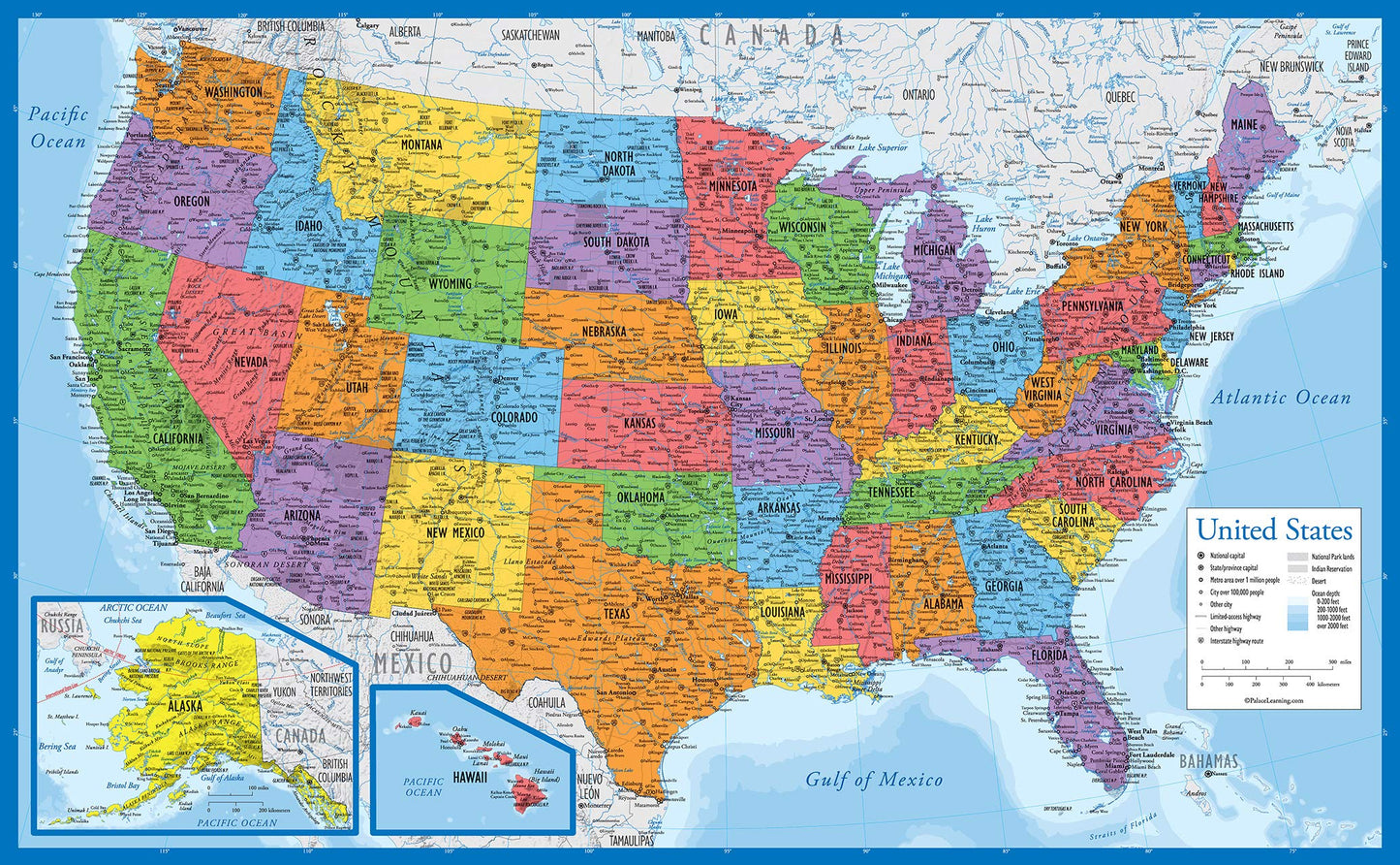 Laminated World Map & US Map Poster Set - 18" x 29" - Wall Chart Maps of the World & United States - Made in the USA - (LAMINATED, 18" x 29")