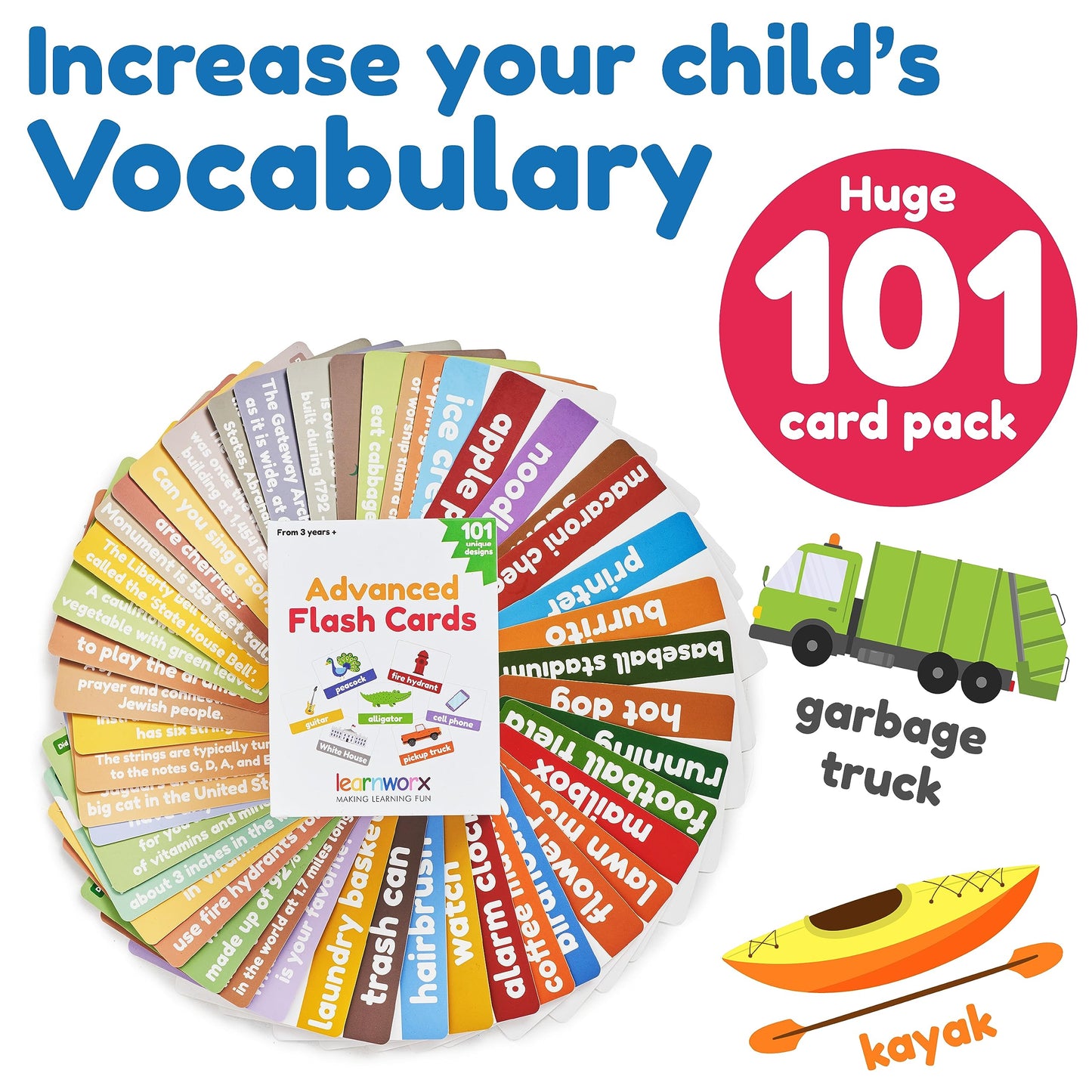 Advanced Flash Cards for Toddlers 3-5 Years – 101 Flashcards – Preschool Flash Cards – Kindergarten Flash Card for Kids – Toddler Learning – Educational Gift - for Ages 3, 4, 5 & 6