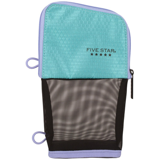 Five Star Pencil Pouch, Pen Case, Stand 'N Store Zipper Pouch, Fits 3-Ring Binder, Storage Organizer for School Supplies Earbuds Chargers Cables Makeup, Teal/Berry (500209F-ECM)