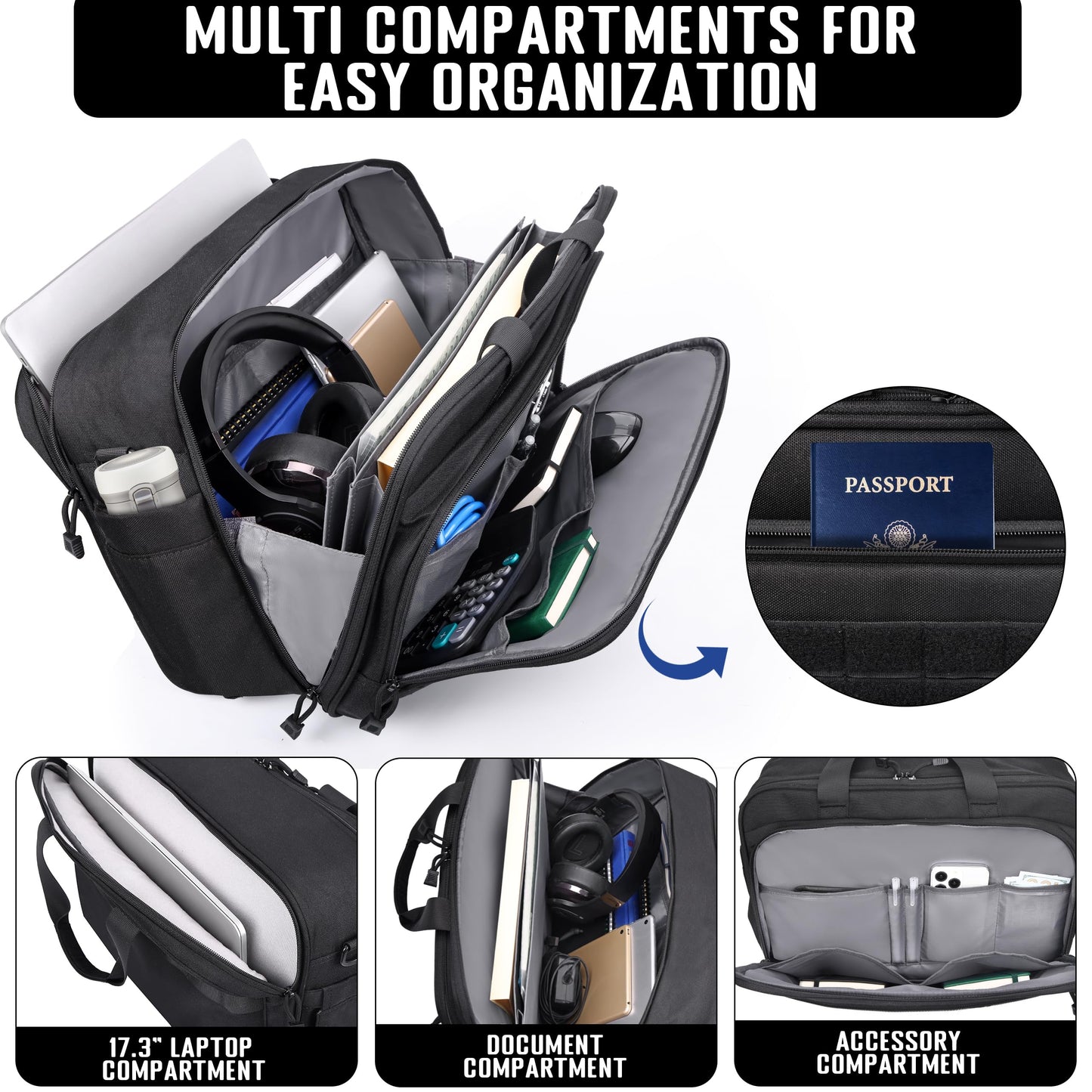 DEYACE Tactical Messenger Laptop Bag Large Military Briefcase 17.3 Inch Computer Work Office Bag for Men YKK-Zippers