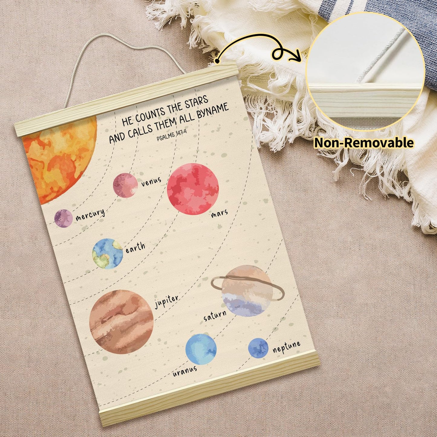 mermermu Outer Space Poster Hanger Frame, Solar System Planet Posters Canvas Wall Art for Nursery Playroom Toddler Boys Room Decor, 12x16 Inches -012