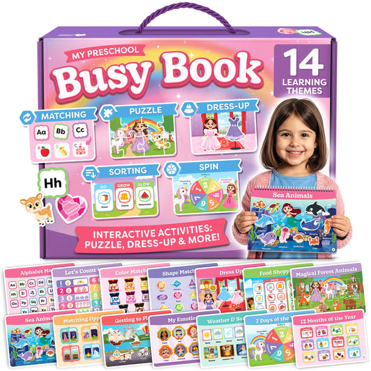 3 Year Old Girl Gifts - Montessori Busy Book For Toddlers 3-5, 4 Year Old Girl Birthday Gifts, Princess Dress Up Unicorn Toys for Girls - Preschool Learning Activities, Toddler Travel Toys for Girls