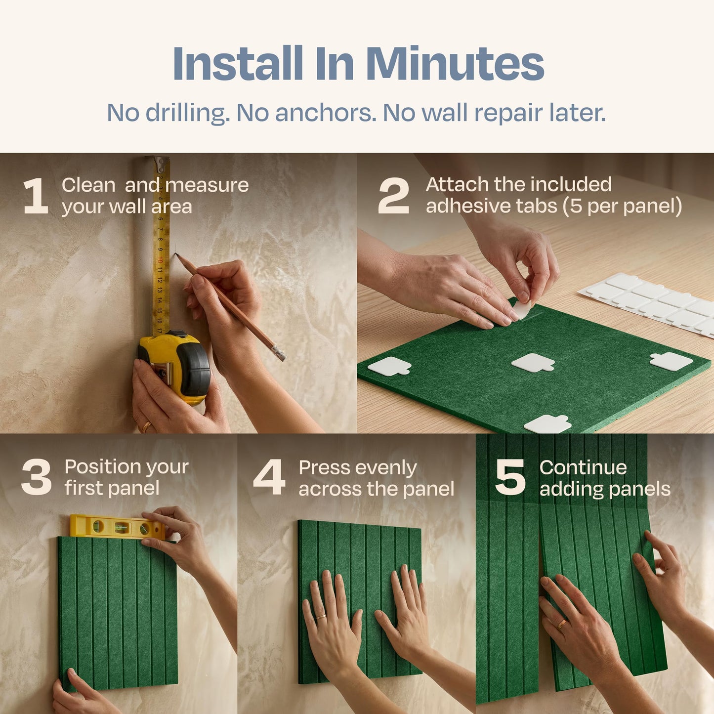 X-Large Cork Board Alternative 12-Pack Felt Bulletin Board Thick and Decorative Pin Board for Home Office Walls 47.24 x 35.43 Inches with 72 Adhesive Tabs - [Dark Green]