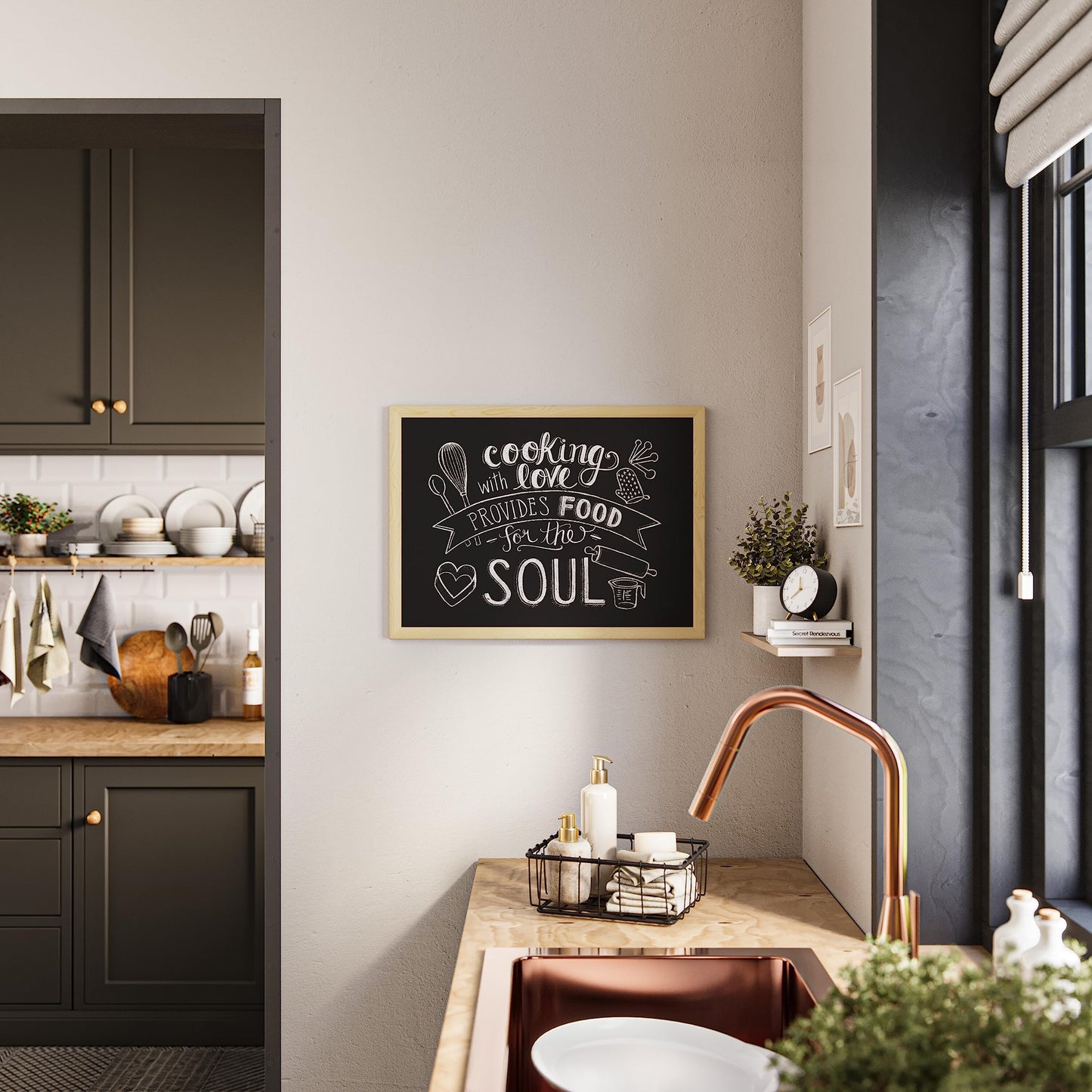 U Brands Chalkboard, 18" x 24" Inches, Light Birch Wood Frame (310U00-01)