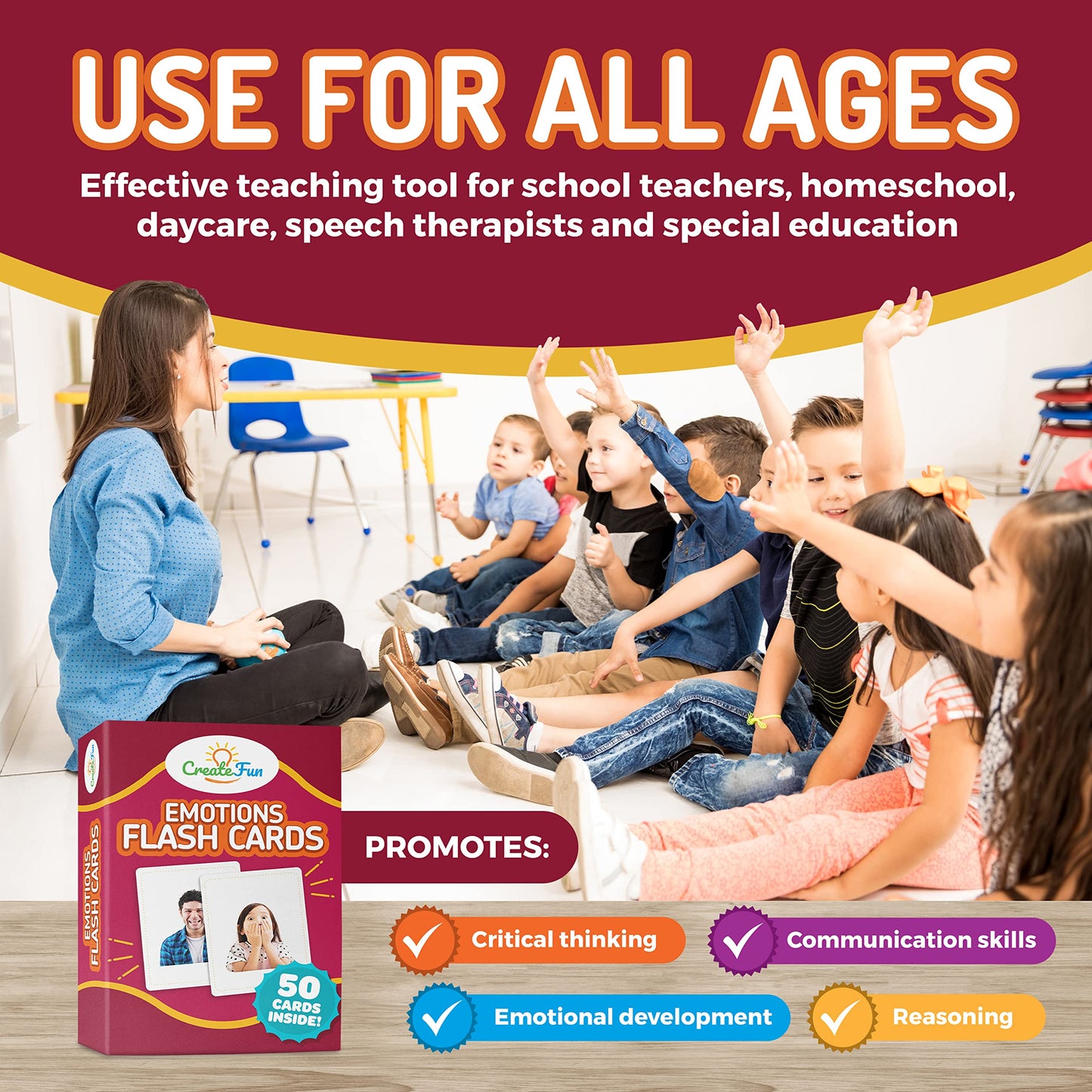 50 Emotions Flash Cards Volume 1 - Feeling Photo Cards for Kids, Adults, Seniors, Homeschool, Speech Therapy, ABA, Dementia, Aphasia, Occupational Therapy, ESL and Autism Learning Material
