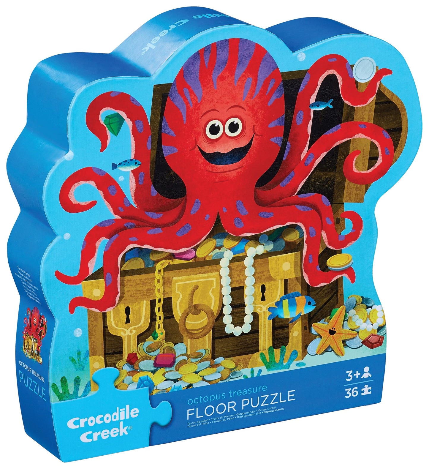 Crocodile Creek Jigsaw Puzzle, 36 Piece for Kids 3 Years and Up, Heavy-Duty Shaped Box for Storage, Finished Puzzle Size 18 x 24 inches, Octopus Treasure