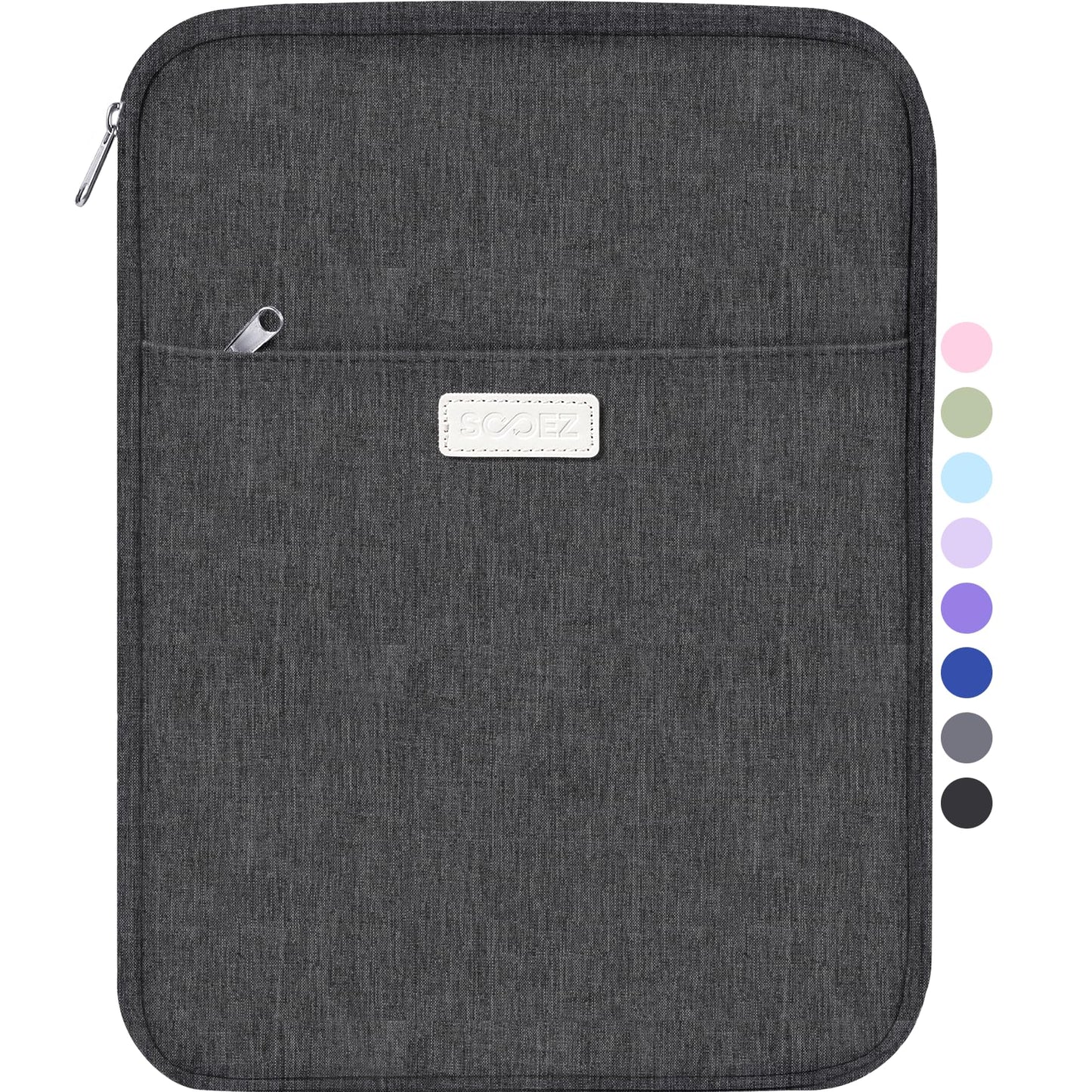 Sooez Zipper Binder Bag, 1 Inch Binders 3 Ring O-Ring, 5-Tab Dividers Expanding File Folder, 500-Sheet Capacity Three Ring Binder, Gray