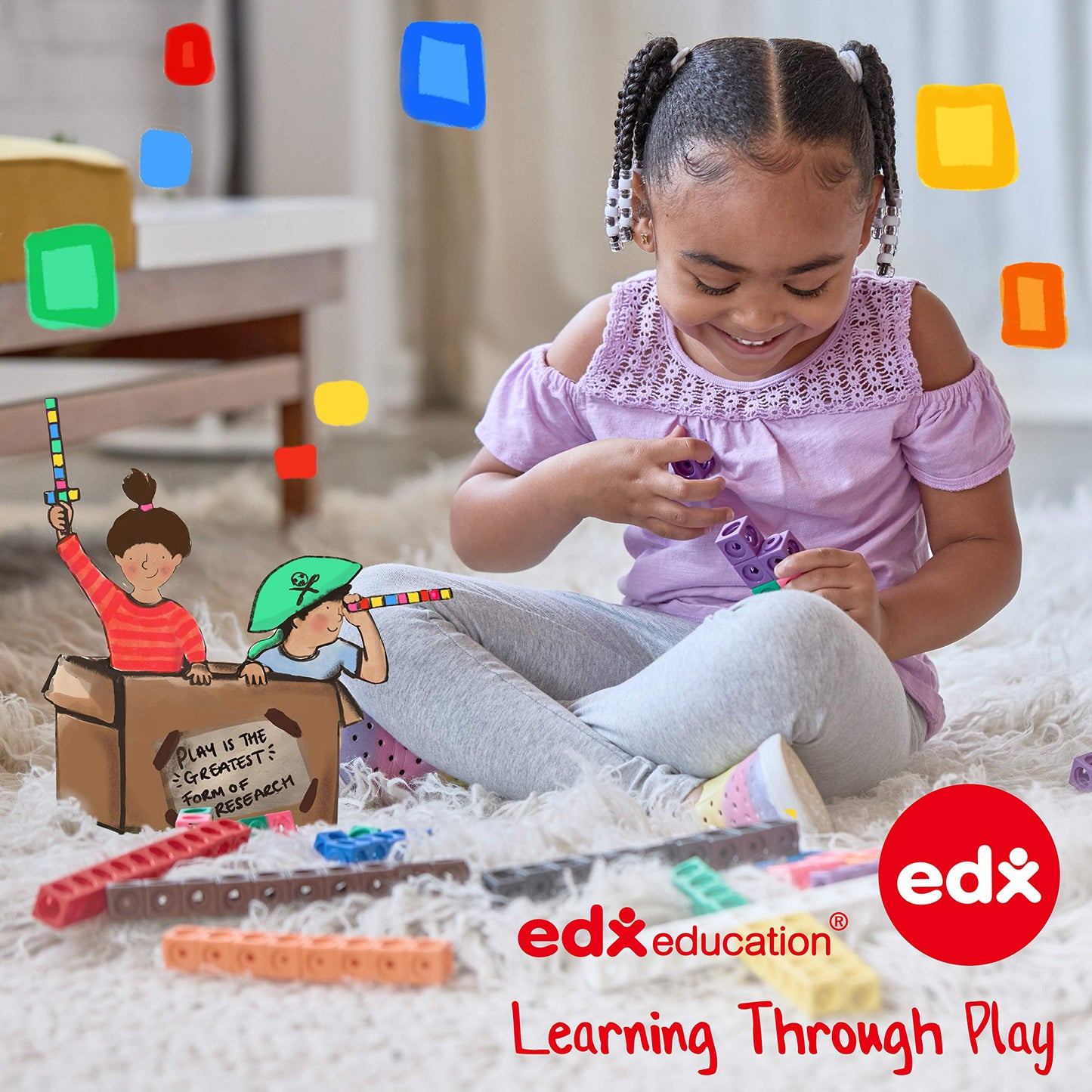 edxeducation Recycled Plastic Linking Cubes - Set of 100 - Connecting and Counting Snap Blocks for Early Math - for Preschool and Elementary Aged Kids