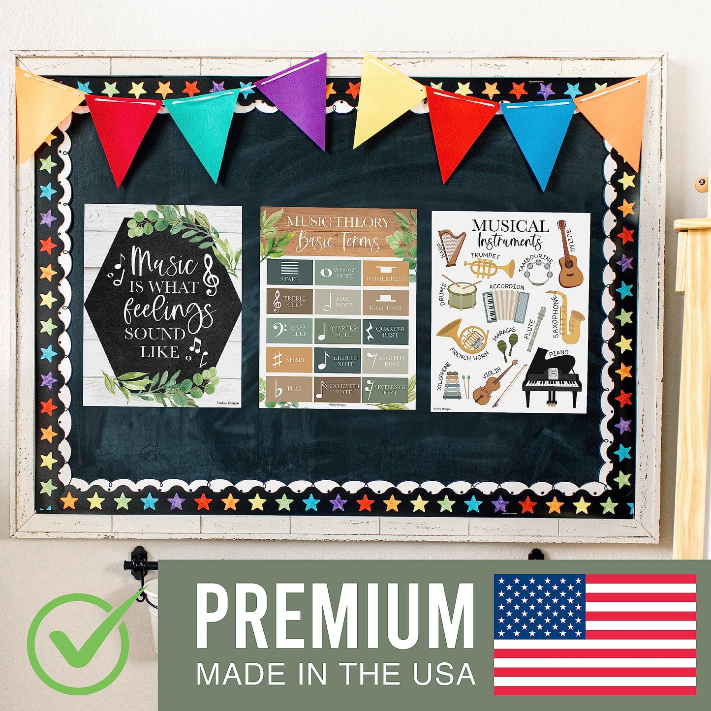 Hadley Designs Music Classroom Decor –9 Music Classroom Posters Elementary, Choir & Solfege Posters, Solfege Hand Signs & Musical Instruments Bulletin Board Decorations, Farmhouse Teacher Must Haves