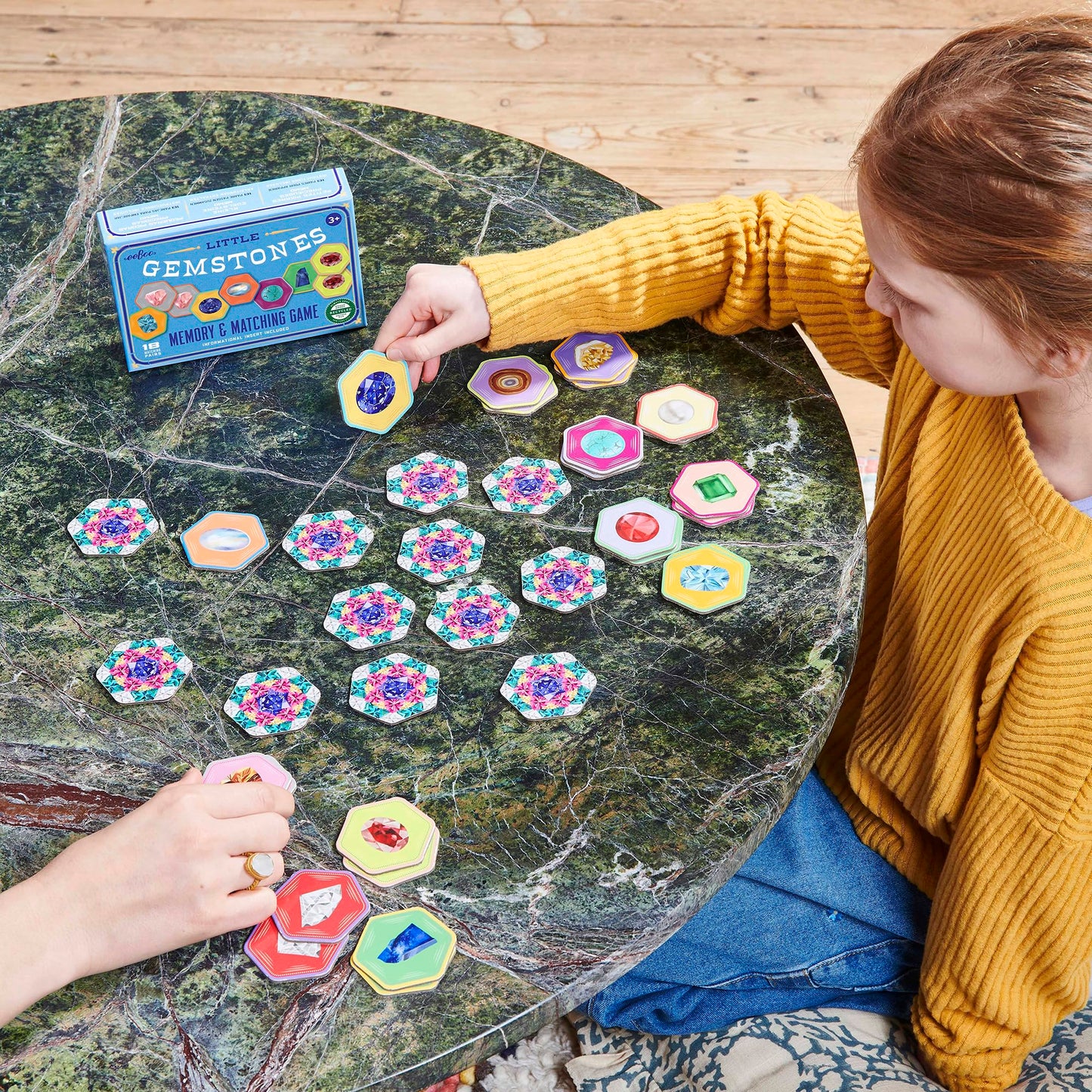 eeBoo: Memory & Matching Game- Little Gemstones - 18 Pairs to Memorize, Colorful Gems, Encourages Recognition, Concentration Skills, Kids Ages 5+