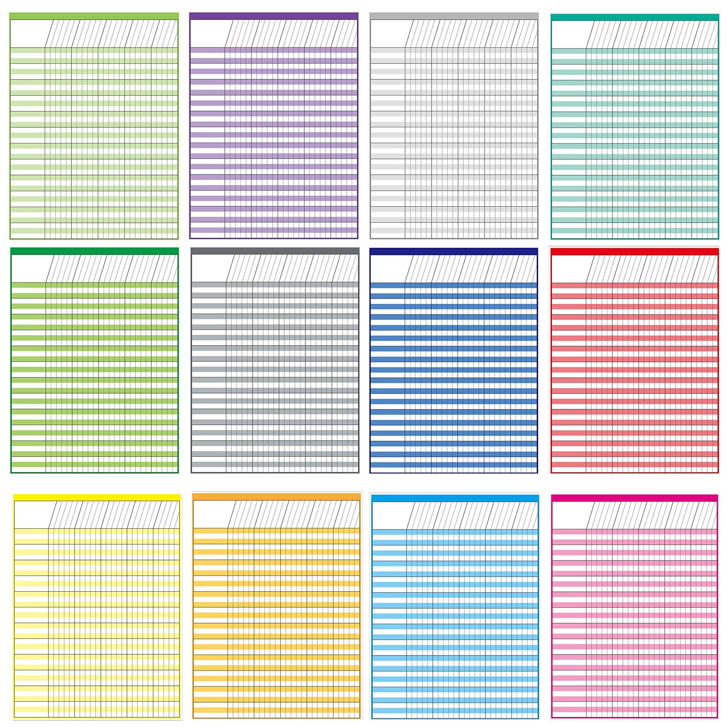 Youngever 17 Inch x 22 Inch Multi-Color Laminated Dry Erase Incentive Chart with Reward Stickers for Chore Responsibility, School Attendance, Homework Progress Tracking Chart (12 Charts 960 Stickers)