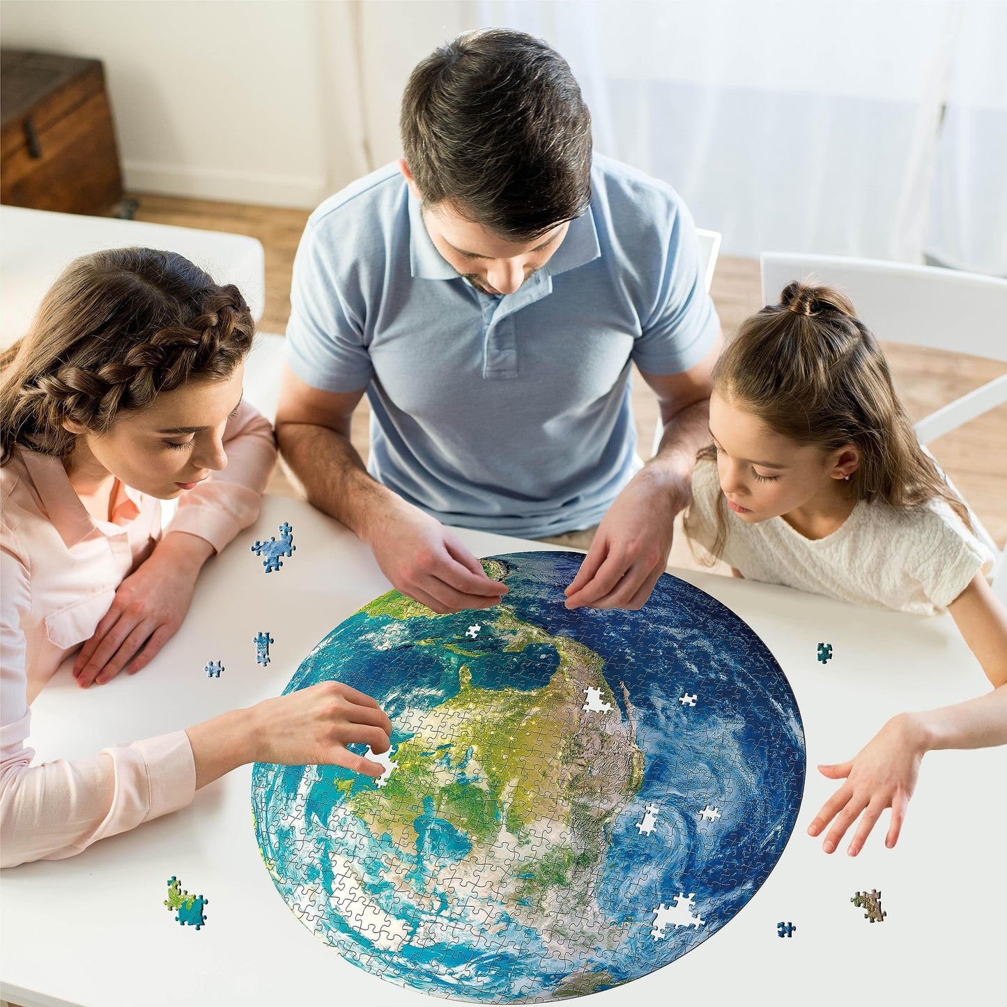 Space Earth Puzzles for Adults 1000 Pieces, Round Planet Solar System Puzzles, Hard Circle Galaxy Jigsaw Puzzles as Space Wall Decor