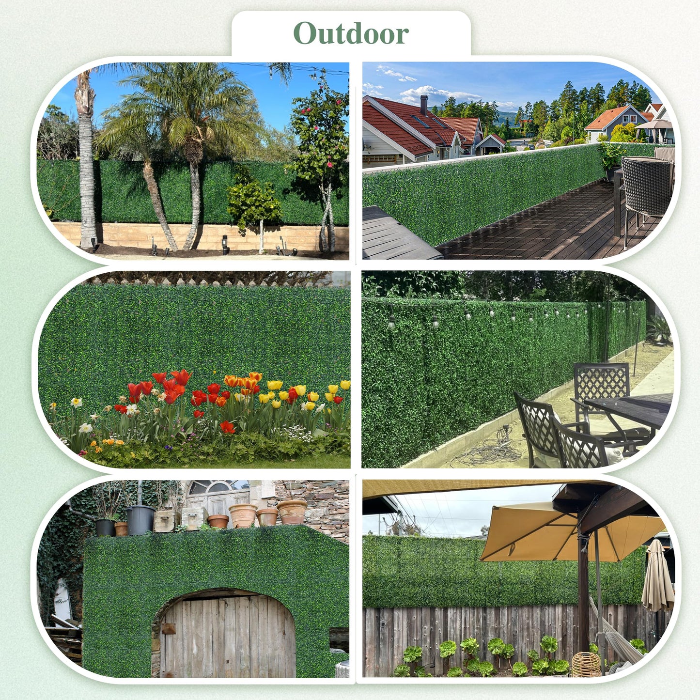 ODTORY Artificial Greenery Grass Wall Panel, 10x10 Inch 20-Pack (14 sqft), UV-Anti Fake Ivy Fence Privacy Screen Green Boxwood Covering for Indoor and Outdoor Home Wall Decor