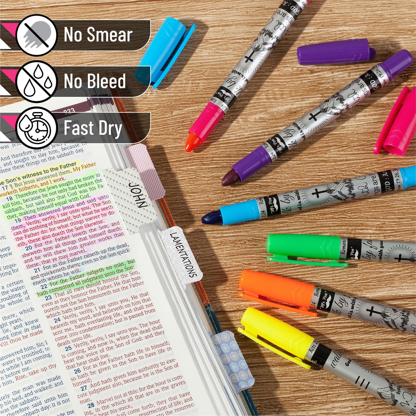 Mr. Pen- Bible Journaling Kit for Women, Bible Highlighters and Pens No Bleed, Tabs, Stencils, Ruler, Fineliners & Pencil Case for Devotions, Prayer & Christian Gifts