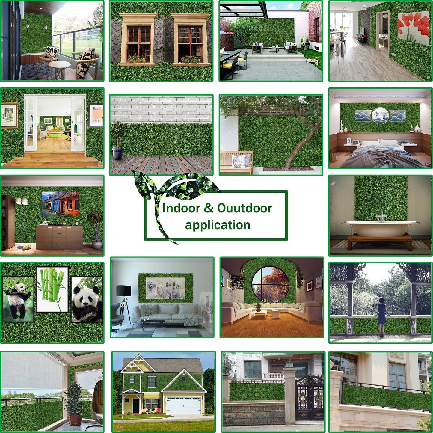 ODTORY Artificial Boxwood Roll Panels: 40 X 160 in(45 sqft) UV-Anti Artificial Ivy Privacy Fence Wall Screen for Indoor Outdoor Green Grass Wall Decor & Ivy Fence Covering Privacy