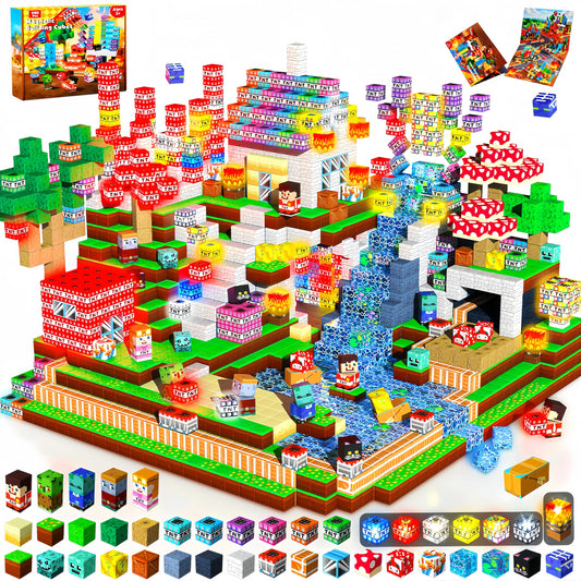 200PCS Magnetic Blocks with Light up Blocks - TNT Magnetic Blocks, Magnetic Building Blocks Cubes for Kids Ages 4 5 6 7 8 +, Magnet Toys, Birthday Gift for Boys & Girls Ages 3-8