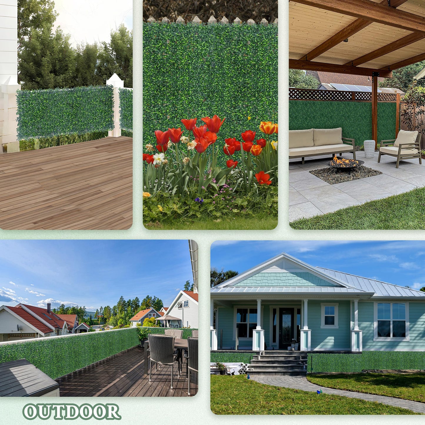 ODTORY Artificial Boxwood Wall Panels 20x20 inch 14Pcs, UV-Anti Faux Greenery Grass Hedge for Privacy Screen，Fake Ivy Plant Fence for Outdoor Garden, Backyard, Balcony, and Indoor Home Decoration