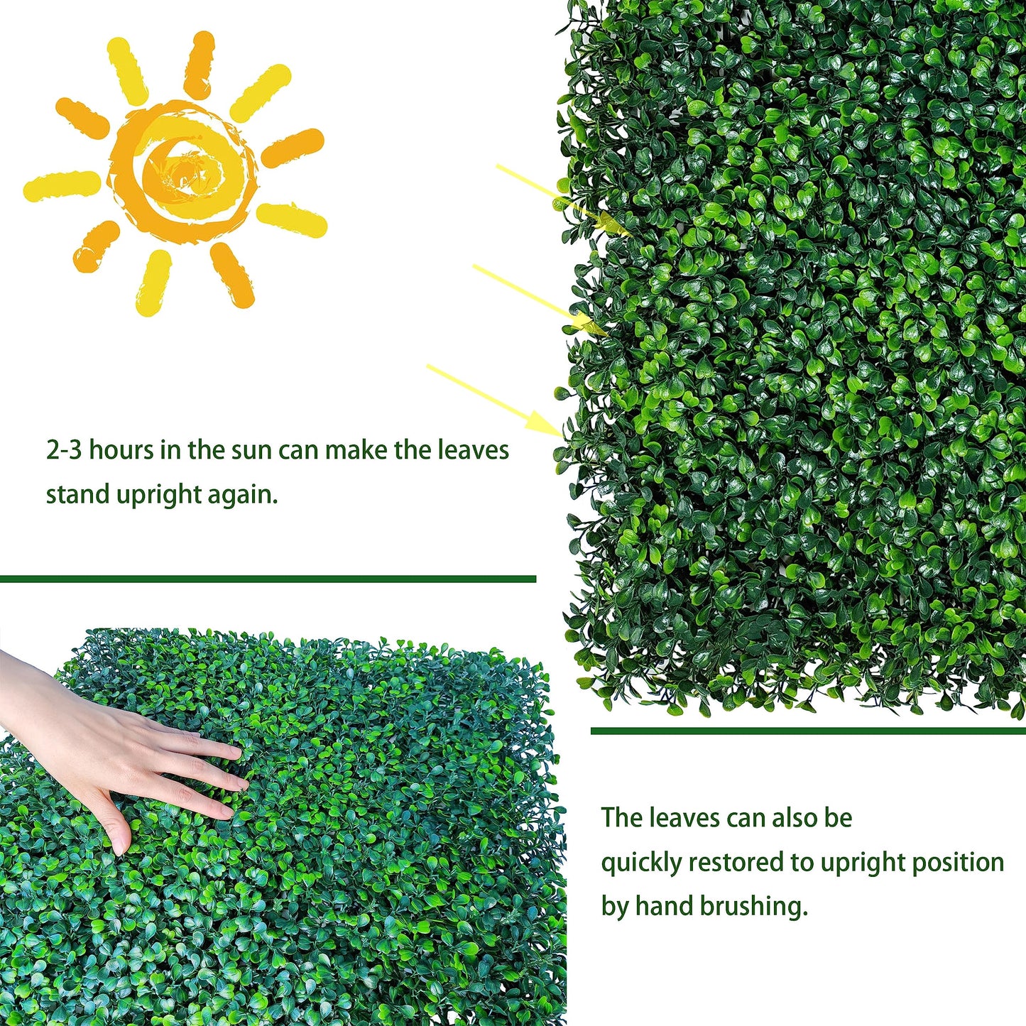 ODTORY Artificial Grass Wall Panel Backdrop,10 X 10 in 16P(11.2 sqft) UV-Anti Greenery Boxwood Panels for Indoor Outdoor Green Wall Decor & Ivy Fence Covering Privacy