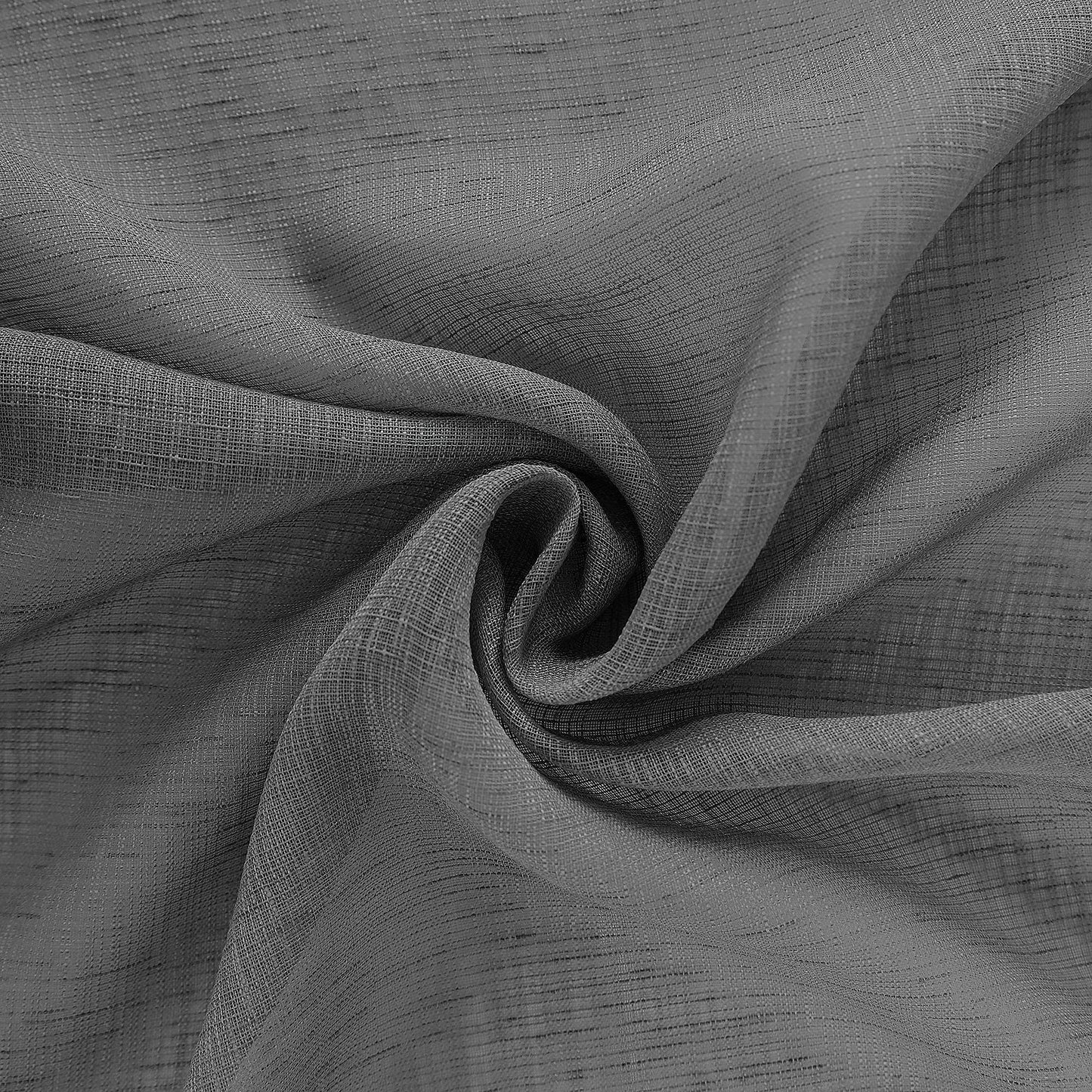 KOUFALL Dark Grey Curtains for Bedroom Living Room,Sheer Linen Look Gray Charcoal Curtains,96 Inches Long 2 Panel Set