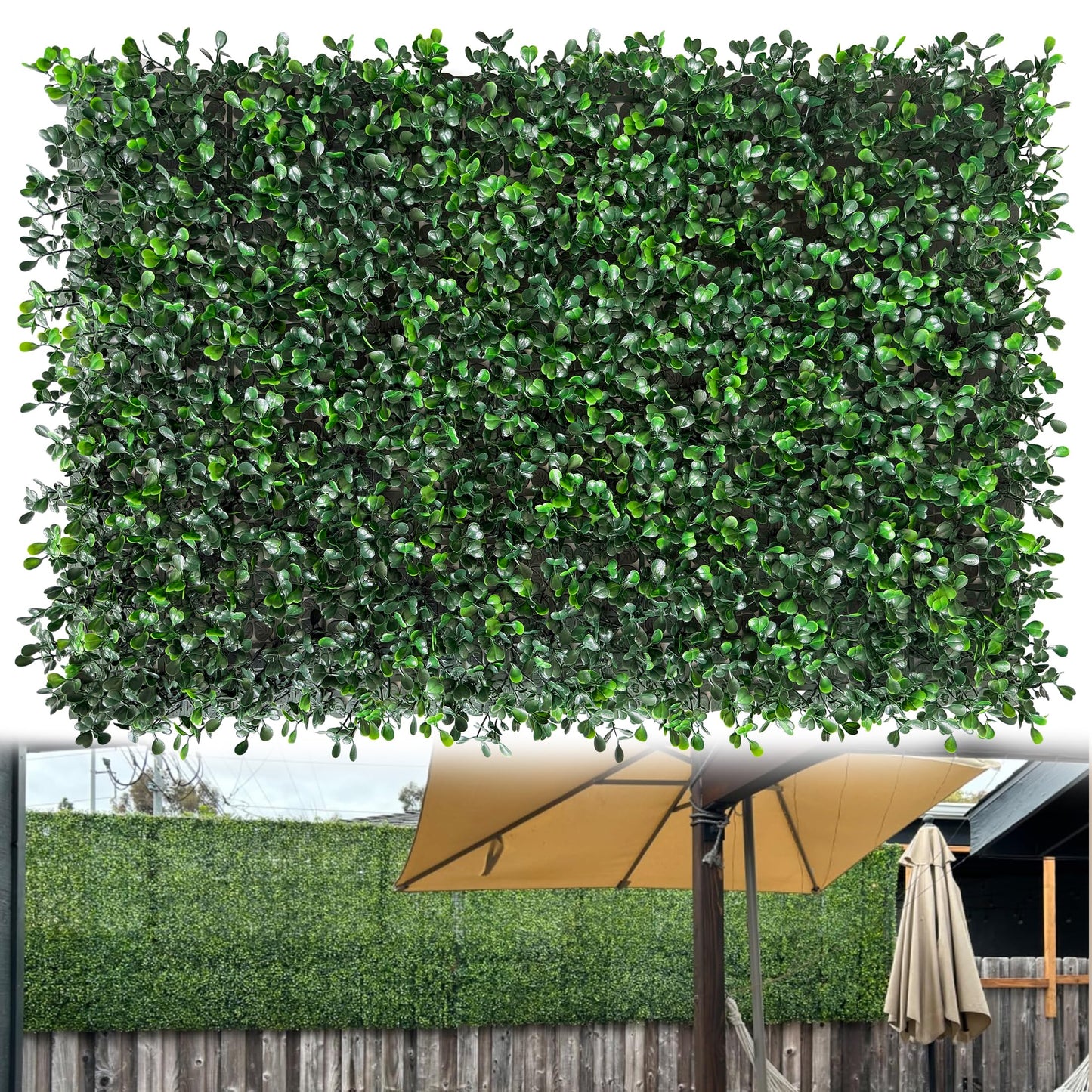 ODTORY Artificial Grass Wall Panels, 24 x 16 in 24P (64 sqft) UV-Resistant Faux Boxwood Vine Privacy Screen, Greenery Fence Cover for Balcony, Backyard, Garden and Indoor Outdoor Home Decor